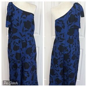NWT Kate Spade x Target Navy & Black Linen One Shoulder Jumpsuit 16
